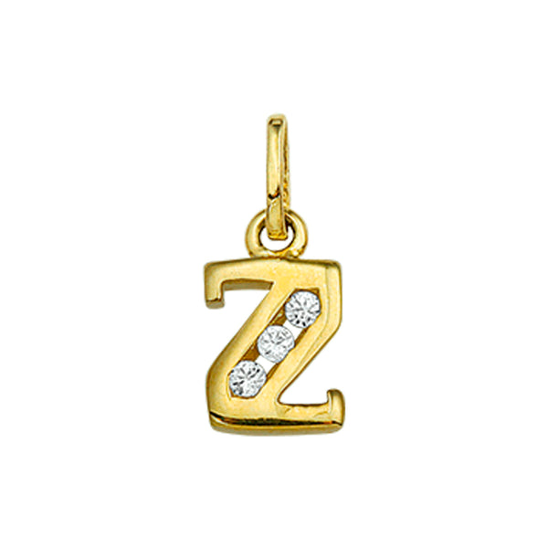 14 Karaat Geelgouden hanger met Zirkonia - Letter Z - 6.5 x 10 mm