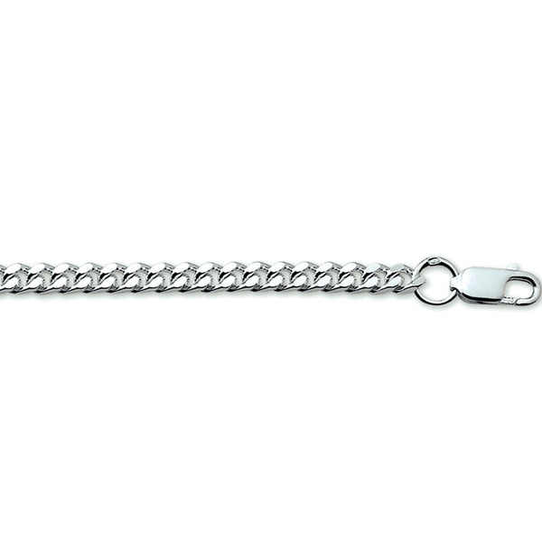 Zilveren collier, Gourmet schakel 6-zijdes geslepen 3.5mm - Lengte 50cm