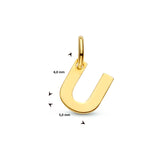 Letter U - Hanger van 14 Karaat Geelgoud - 5 x 6 mm