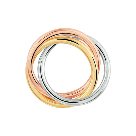 Hanger Tricolor - Geel- Wit en Roségoud - Drie ringen Diameter 10mm