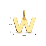 Letter W - Hanger van 14 Karaat Geelgoud - 9 x 6 mm