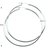 Oorringen van 925 Zilver met Ronde Buis 2.5 mm - Diameter 60mm