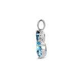 14 Karaat Witgouden hanger met London Blue Topaas 0.45ct, Blauw Topaas 0.80ct en Diamant 0.010ct  - Formaat 6.5 x 16 mm