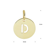 Ronde hanger 10 mm van 14 Karaat Geelgoud  Hanger - Letter D