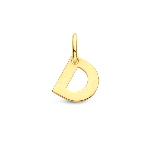 Letter D - Hanger van 14 Karaat Geelgoud - 5 x 6 mm