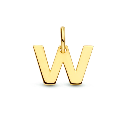 Letter W - Hanger van 14 Karaat Geelgoud - 9 x 6 mm