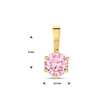 Hanger met Geboortesteen Oktober | Roze Zirkonia met 14 Karaat Geelgoud - Formaat 4.5 x 9mm