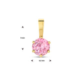 Hanger met Geboortesteen Oktober | Roze Zirkonia met 14 Karaat Geelgoud - Formaat 4.5 x 9mm