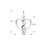 Hanger Hart Infinity 15.5 x 14.5 mm van Gerhodineerd Zilver