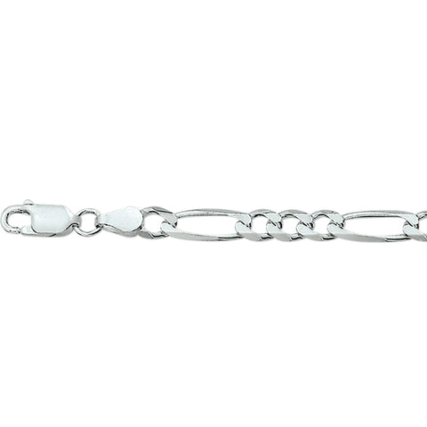 Herenarmband 4.5mm van 925 Zilver, Figaro schakel - Lengte 19cm