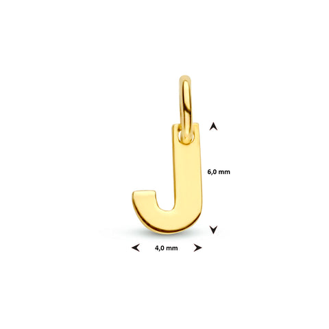 Letter J - Hanger van 14 Karaat Geelgoud - 4 x 6 mm