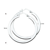 Oorringen van 925 Zilver met Vierkante Buis 3mm - Diameter 36mm