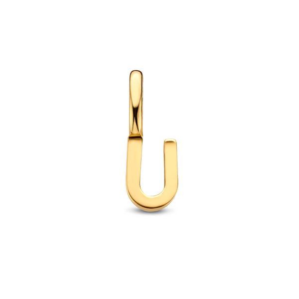 Letter U - Hanger van 14 Karaat Geelgoud - 3.5 x 9.5 mm