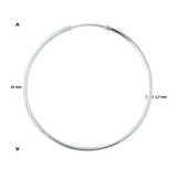 Oorringen van 925 Zilver met Ronde Buis 1.7 mm - Diameter 52mm