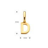 Letter D - Hanger van 14 Karaat Geelgoud - 3.5 x 9.5 mm