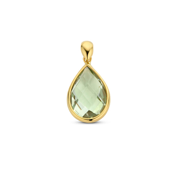 Hanger Druppelvorm met Groene Amethist 2.10ct, 14 Karaat Geelgoud - formaat 15 x 18 mm