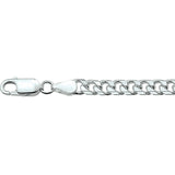 Zilveren collier lengte 45 cm - Gourmet 6 Zijdes Geslepen 5,0 mm - Zilver Wit