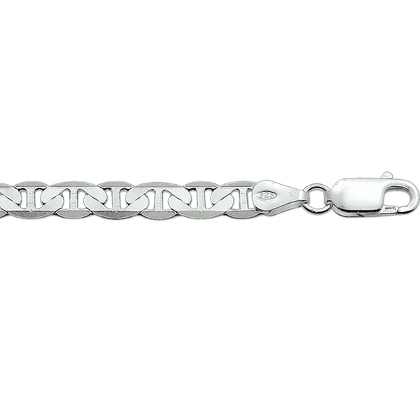 Zilveren collier lengte 50 cm - Anker Plat 5,5 mm - Zilver Wit