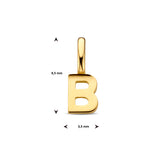 Letter B - Hanger van 14 Karaat Geelgoud - 3.5 x 9.5 mm