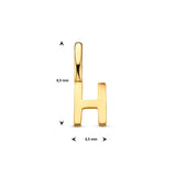 Letter H - Hanger van 14 Karaat Geelgoud - 3.5 x 9.5 mm