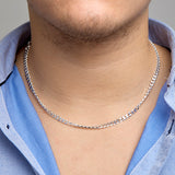 Zilveren collier lengte 50 cm - Gourmet 6 Zijdes Geslepen 5,0 mm - Zilver Wit