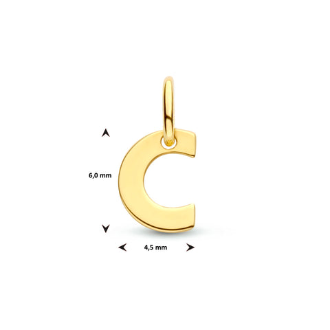 Letter C - Hanger van 14 Karaat Geelgoud - 4.5 - 6 mm