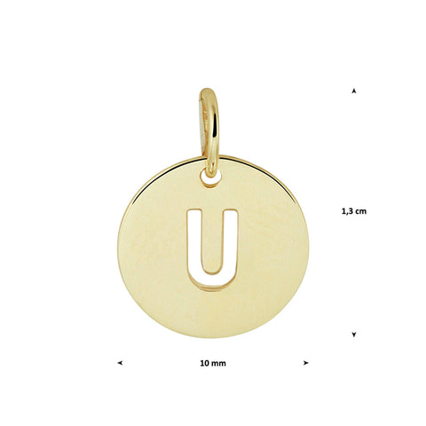 Ronde hanger 10 mm van 14 Karaat Geelgoud  Hanger - Letter U