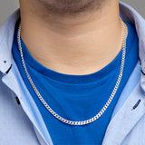 Zilveren collier lengte 60 cm- Gourmet 6 Zijdes Geslepen 4,3 mm - Zilver Wit