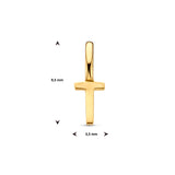 Letter T - Hanger van 14 Karaat Geelgoud - 3.5 x 9.5 mm