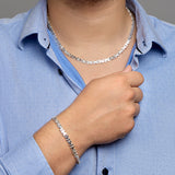 Heren collier van 925 Zilver, Konings schakel, Plat 6.5mm - Lengte 50cm