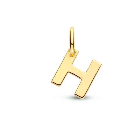 Letter H - Hanger van 14 Karaat Geelgoud - 5.5 x 6 mm