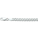 Zilveren collier lengte 50 cm - Gourmet 6 Zijdes Geslepen 4,0 mm - Zilver Wit