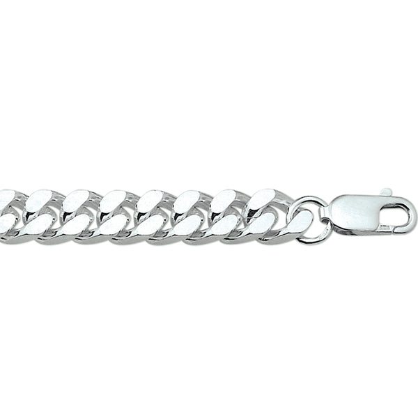 Zilveren collier lengte 50 cm - Gourmet 6 Zijdes Geslepen 8 mm - Zilver Wit