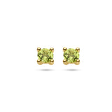 14 Karaat Geelgouden oorknoppen met Peridot 0.6ct (2x 0.30ct) - formaat 4 x 4 mm