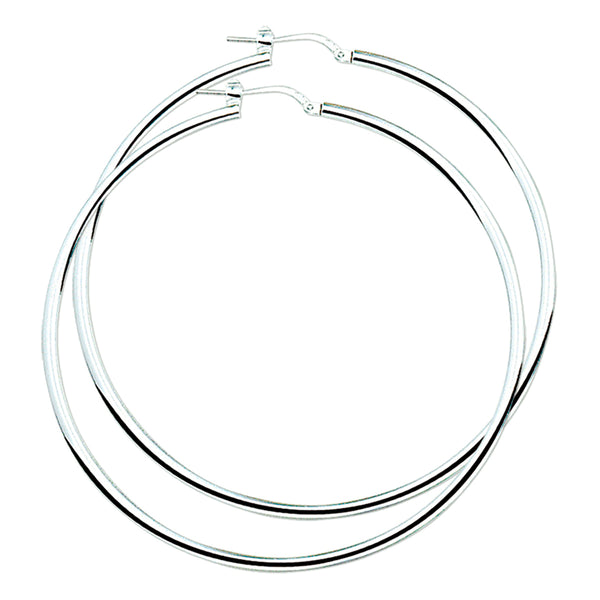 Oorringen van 925 Zilver met Ronde Buis 2.5 mm - Diameter 60mm