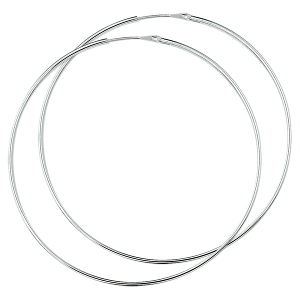 Oorringen van 925 Zilver met Ronde Buis 1.7 mm - Diameter 64mm