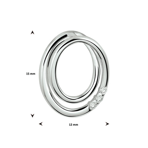 14 Karaat Witgouden hanger met Diamant 0.04ct - Formaat 12 x 15 mm