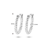 Oorringen van Gerhodineerd Zilver met Gedraaide Buis 2.3mm - Diameter 18mm