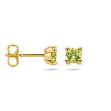 14 Karaat Geelgouden oorknoppen met Peridot 0.6ct (2x 0.30ct) - formaat 4 x 4 mm