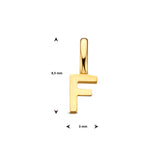 Letter F- Hanger van 14 Karaat Geelgoud - 3 x 9.5 mm