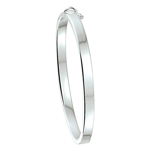 Damesarmband 5mm Bangle van 925 Zilver, Vlakke buis met scharnier - Diameter 60mm