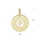 Ronde hanger 10 mm van 14 Karaat Geelgoud  Hanger - Letter Q