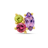 Hanger met Amethist 0.55ct , Roze Rhodoliet 0.30ct en Peridot 0.25ct, 14 karaat Geelgoud - formaat 10 x 10 ,, Edelstenen Goud (Geelgoud)