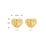 Oorknoppen Hartvorm van Gediamanteerd 14 Karaat Geelgoud - Formaat 5.5x5mm