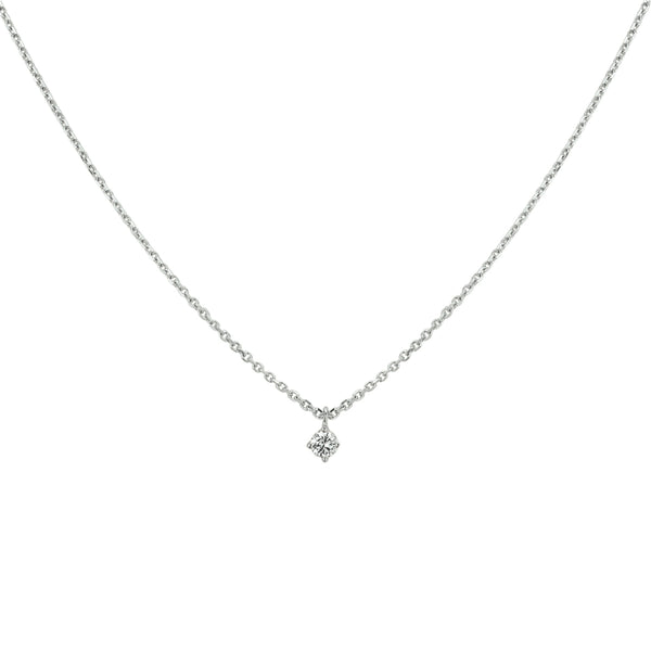 Damescollier van 14 Karaat Witgoud, Ankerschakel 1.25mm, Diamant 0.10ct - Lengte 41+4cm