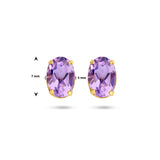 Oorknoppen van 14 Karaat Geelgoud met Amethist 1.58 ct (2 x 0.79 ct)